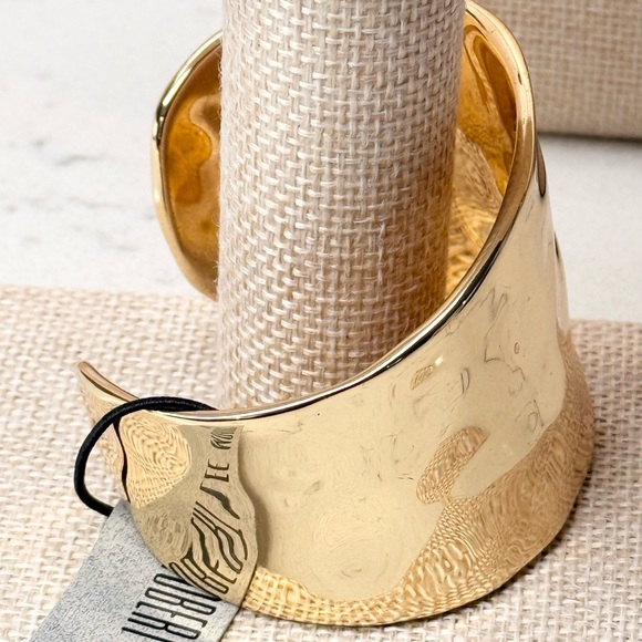 Robert Lee Morris Soho Gold-Tone Hammered Cuff Bracelet - Picture 2 of 6